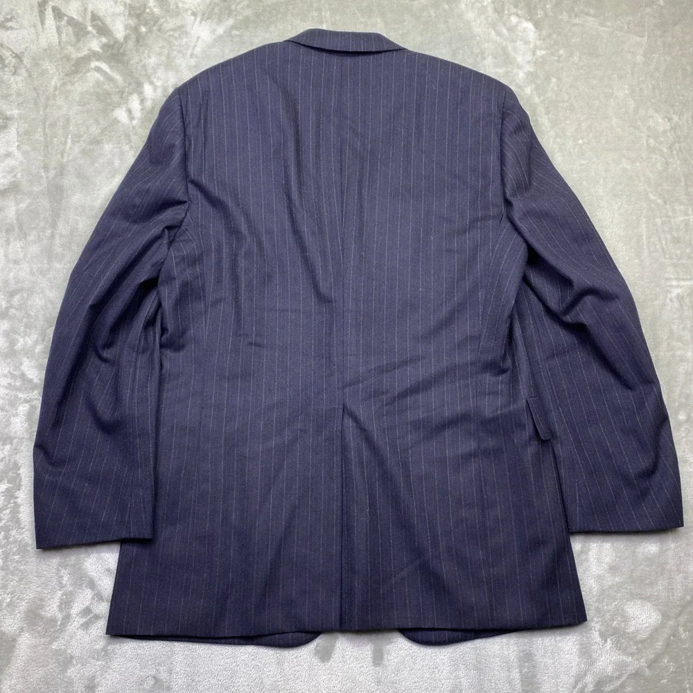 Hart Schaffner Marx‎ Silver Trumpeter Pinstripe Wool Suit Mens Two Piece 45R 36